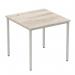 Impulse 800mm Straight Table Grey Oak Top Silver Box Frame Leg I003263