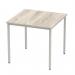 Impulse 800mm Straight Table Grey Oak Top Silver Box Frame Leg I003263