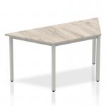 Impulse 1600mm Trapezium Grey Oak Top Silver Box Frame Leg I003264