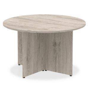 Photos - Office Desk Impulse 1200mm Round Table Grey Oak Top Arrowhead Leg I003276 