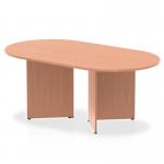 In the dynamic boardroom, a modern 1800mm beech top table with arrowhead legs stands tall. Its sleek design and practical size make it a perfect choice for hosting successful conferences and meetings. The boardroom itself exudes professionalism and sophistication.