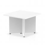 This image features a sleek white rectangular coffee table with arrowhead-shaped legs. The table has a dynamic design that adds a modern touch to any living space. The white top provides a clean and minimalist look.