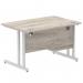 Impulse 1200 x 800mm Straight Office Desk Grey Oak Top Silver Cantilever Leg Workstation 1 x 2 Drawer Fixed Pedestal I003436