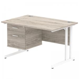 Impulse 1200 x 800mm Straight Office Desk Grey Oak Top White