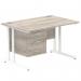 Impulse 1200 x 800mm Straight Office Desk Grey Oak Top White Cantilever Leg Workstation 1 x 2 Drawer Fixed Pedestal I003446