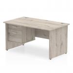 Impulse 1400 x 800mm Straight Office Desk Grey Oak Top Panel End Leg Workstation 1 x 2 Drawer Fixed Pedestal I003451