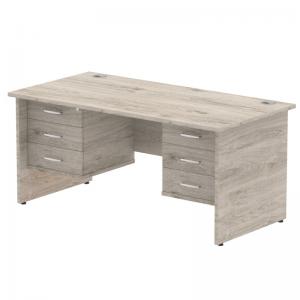 Impulse 1600 x 800mm Straight Office Desk Grey Oak Top Panel End Leg