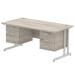 Impulse 1600 Rectangle Silver Cant Leg Desk Grey Oak 1 x 2 Drawer 1 x 3 Drawer Fixed Ped I003485