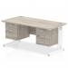 Impulse 1600 x 800mm Straight Office Desk Grey Oak Top White Cable Managed Leg Workstation 1 x 2 Drawer 1 x 3 Drawer Fixed Pedestal I003490