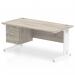 Impulse 1600 x 800mm Straight Office Desk Grey Oak Top White Cable Managed Leg Workstation 1 x 2 Drawer Fixed Pedestal I003491