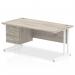 Impulse 1600 x 800mm Straight Office Desk Grey Oak Top White Cantilever Leg Workstation 1 x 3 Drawer Fixed Pedestal I003497