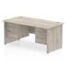 Impulse 1800 Rectangle Panel End Leg Desk Grey Oak 2 x 2 Drawer Fixed Ped I003503
