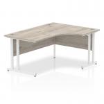 Impulse 1600mm Right Crescent Office Desk Grey Oak Top White Cantilever Leg I003527
