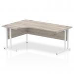 Impulse 1800mm Left Crescent Office Desk Grey Oak Top White Cantilever Leg I003528