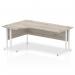 Impulse 1800mm Left Crescent Office Desk Grey Oak Top White Cantilever Leg I003528