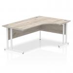 Impulse 1800mm Right Crescent Office Desk Grey Oak Top White Cantilever Leg I003529