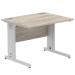 Impulse 1000 x 800mm Straight Office Desk Grey Oak Top Silver Cable Managed Leg I003531