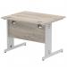 Impulse 1000 x 800mm Straight Office Desk Grey Oak Top Silver Cable Managed Leg I003531