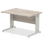 Impulse 1000 x 800mm Straight Office Desk Grey Oak Top Silver Cable Managed Leg I003531