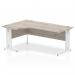 Impulse 1600mm Left Crescent Office Desk Grey Oak Top White Cable Managed Leg I003532