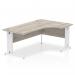 Impulse 1600mm Right Crescent Office Desk Grey Oak Top White Cable Managed Leg I003533