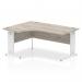 Impulse 1800mm Left Crescent Office Desk Grey Oak Top White Cable Managed Leg I003534