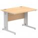 Impulse 1000 x 800mm Straight Office Desk Maple Top Silver Cable Managed Leg I003537