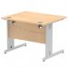 Impulse 1000 x 800mm Straight Office Desk Maple Top Silver Cable Managed Leg I003537