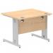 Impulse 1000 x 800mm Straight Office Desk Maple Top Silver Cable Managed Leg I003537