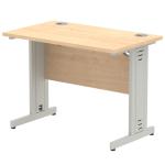 Impulse 1000 x 800mm Straight Office Desk Maple Top Silver Cable Managed Leg I003537