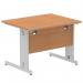 Impulse 1000 x 800mm Straight Office Desk Oak Top Silver Cable Managed Leg I003538