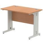 Impulse 1000 x 800mm Straight Office Desk Oak Top Silver Cable Managed Leg I003538