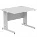 Impulse 1000 x 800mm Straight Office Desk White Top Silver Cable Managed Leg I003540