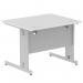 Impulse 1000 x 800mm Straight Office Desk White Top Silver Cable Managed Leg I003540