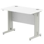 Impulse 1000 x 800mm Straight Office Desk White Top Silver Cable Managed Leg I003540