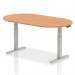 In the photo, the dynamic boardroom and conference tables show a sleek and modern design. The oak top complements the silver height adjustable legs, creating a professional and stylish look. The 1800mm length allows for ample space for meetings and discussions.