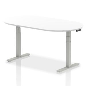 Photos - Office Desk Impulse 1800mm Boardroom Table White Top Silver Height Adjustable Leg 
