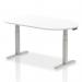 In the picture, the dynamic boardroom and conference tables Impulse 1800mm table features a sleek white tabletop and sleek silver adjustable legs. The spacious table is perfect for meetings and presentations, with a modern and professional design.