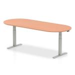 Impulse 2400mm Boardroom Table Beech Top Silver Height Adjustable Leg I003546