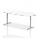 Impulse 2400mm Boardroom Table White Top Silver Height Adjustable Leg I003550