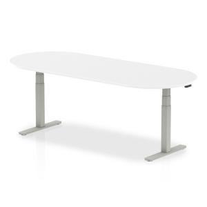 Photos - Other for Computer Impulse 2400mm Boardroom Table White Top Silver Height Adjustable Leg 