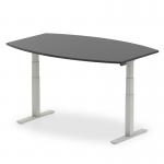 High Gloss 1800mm Writable Boardroom Table Black Top Silver Height Adjustable Leg I003551