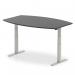 High Gloss 1800mm Writable Boardroom Table Black Top Silver Height Adjustable Leg I003551