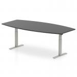 High Gloss 2400mm Writable Boardroom Table Black Top Silver Height Adjustable Leg I003552