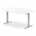High Gloss 1800mm Writable Boardroom Table White Top Silver Height Adjustable Leg I003553