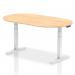 In the image, a sleek and modern dynamic boardroom is shown with a spacious 1800mm maple top conference table. The white height adjustable legs add versatility to the space, creating an atmosphere perfect for collaboration and productivity. The overall look is professional and inviting.