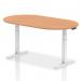 The photo captures a sleek and modern Dynamic Boardroom and Conference Table, featuring a spacious 1800mm oak top and adjustable white legs. The sophisticated design is perfect for any professional setting, exuding style and functionality.
