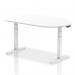 This picture features a sleek and modern boardroom table, with an 1800mm white top and adjustable white legs. The table exudes a sense of dynamism with its clean lines and contemporary design, making it a perfect addition to any conference or meeting room.