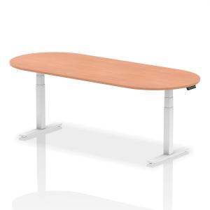 Photos - Office Desk Impulse 2400mm Boardroom Table Beech Top White Height Adjustable Leg 