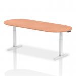 The dynamic boardroom and conference tables feature a sleek 2400mm beech top and adjustable white legs. The modern design creates a professional and polished look for any meeting or conference space.